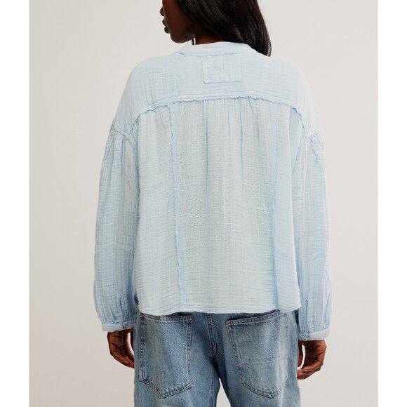 🆕 FREE PEOPLE We The Free Valley Double Cloth Shirt / Ice Water - Picture 8 of 10